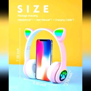 True Wireless LED Cat Ear Shaped Rechargeable Headphones